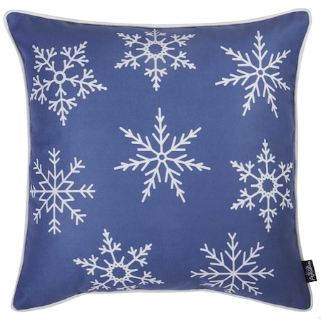 Homeroots Christmas Snow Flakes Printed Decorative Throw Pillow Cover 18 x 18 in. 355624